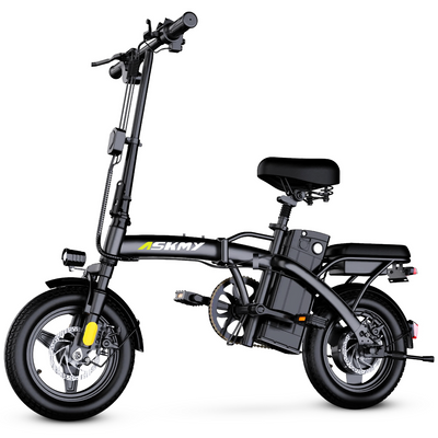 Електровелосипед ASKMY 14" 500W 48V 13Аh (модель 2024 року) чорний, з корзиною і додатковим сидінням 1737 фото