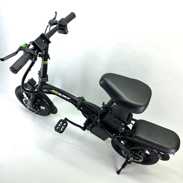 Електровелосипед ASKMY 14" 500W 48V 13Аh (модель 2024 року) чорний, з корзиною і додатковим сидінням 1737 фото