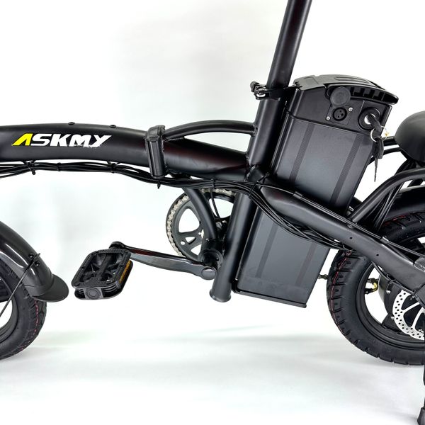 Електровелосипед ASKMY 14" 500W 48V 18Аh (модель 2023 року) чорний, з корзиною і додатковим сидінням 1868 фото