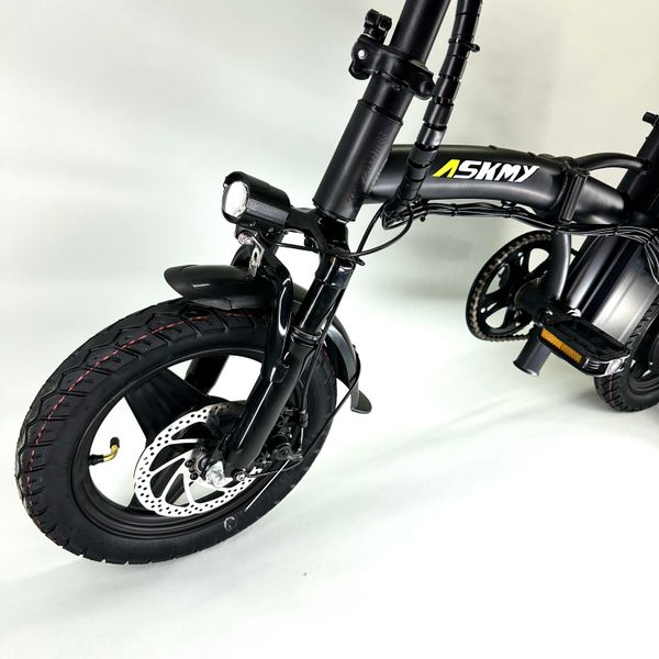 Електровелосипед ASKMY 14" 500W 48V 18Аh (модель 2023 року) чорний, з корзиною і додатковим сидінням 1868 фото
