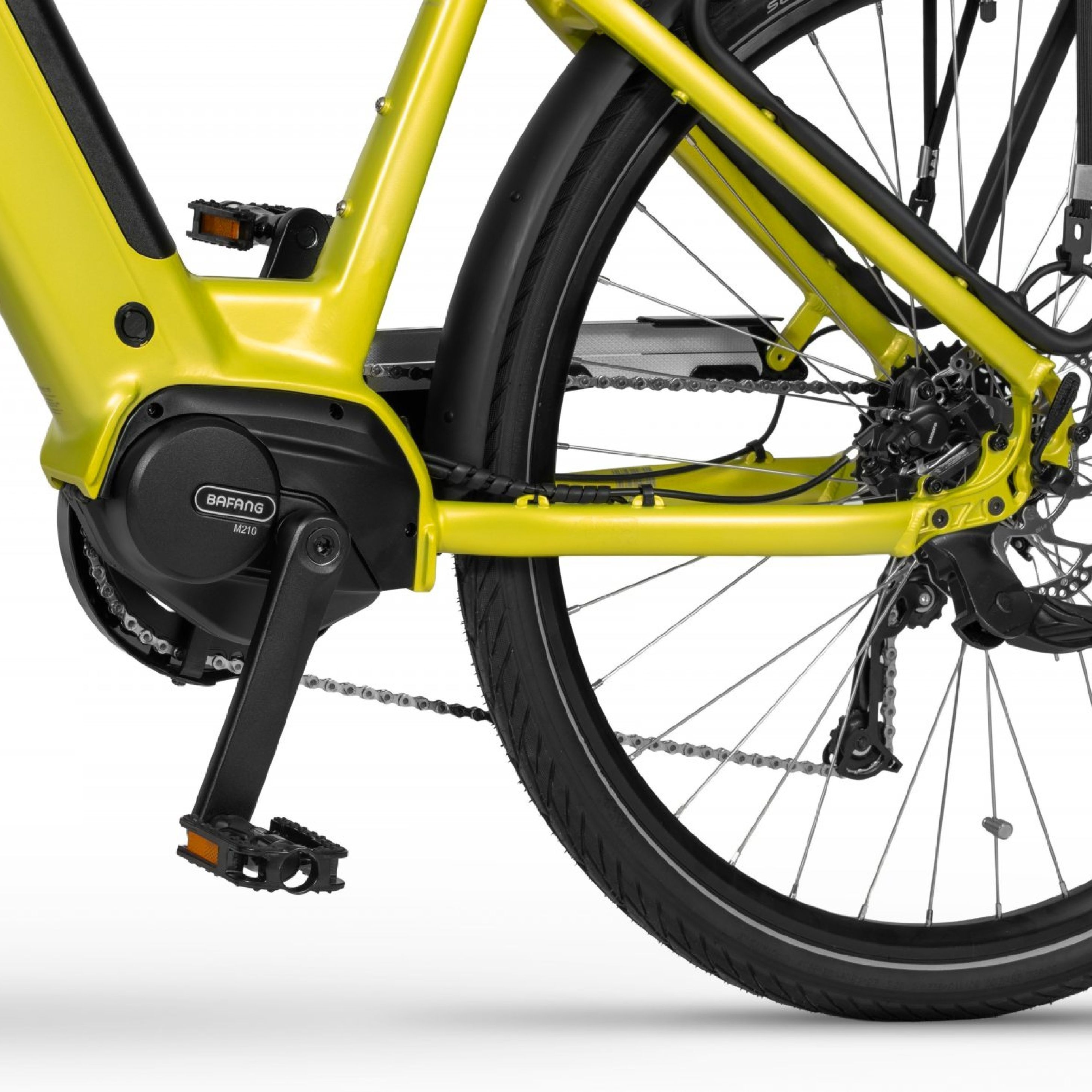 EVOBIKE Vivo N1 600W 48V 13Ah &ndash; современный городской электровелосипед 26&rdquo; с литий-ионным аккумулятором, LED-дисплеем, корзиной, PAS-assist и Shimano 7 скоростей, легкий e-bike для города,лимонно-желтый 162833 фото