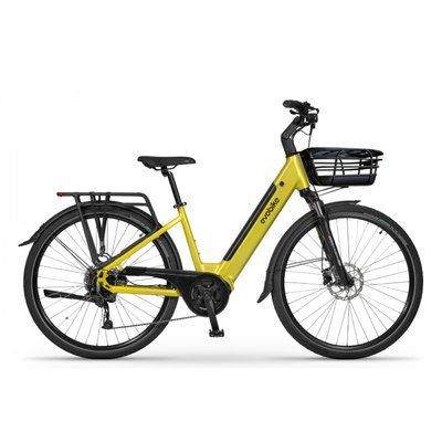 EVOBIKE Vivo N1 600W 48V 13Ah &mdash; сучасний міський електровелосипед 26&rdquo; з літій-іонним акумулятором, LED-дисплеєм, корзиною, PAS-assist і Shimano 7 швидкостей, легкий e-bike для міста, лимонно-жовтий 162833 фото