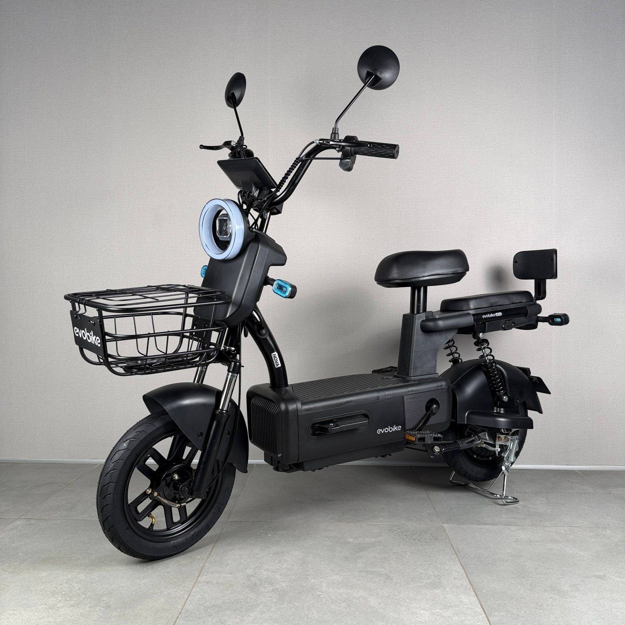 EVOBIKE Nova S 500W 48V 12Ah удобный электровелосипед с 2 сиденьями, корзиной и поворотниками, простой и надежный для города и села, черного цвета 356054 фото