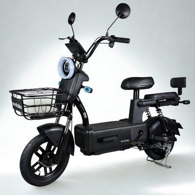 EVOBIKE Nova S 500W 48V 12Ah зручний електровелосипед з 2 сидіннями, корзиною та поворотниками, простий і надійний, для міста і села, чорного кольору 356054 фото
