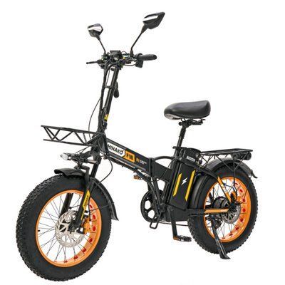 Електровелосипед MINAKO F10 Pro жовтий 1200W 48V 21Ah Li-ion, фетбайк складаний компактний 20&times;4, з передньою корзиною, PAS - асистентом 56973 фото