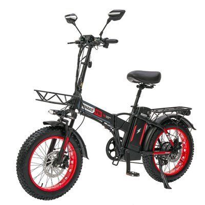 Електровелосипед MINAKO F10 MAX червоний 1200W 48V 30Ah Li-ion, фетбайк складаний компактний 20&times;4, з передньою корзиною, PAS - асистентом 458621 фото