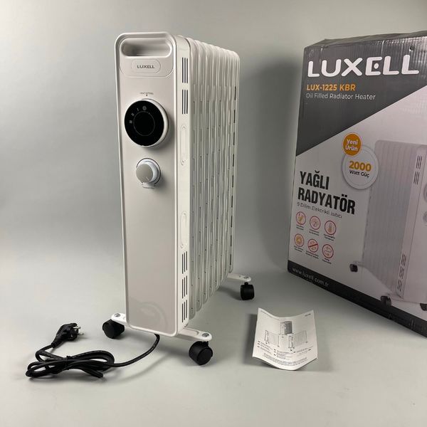 Масляный обогреватель Luxell by KUMTEL LUX-1225 2000W 9 секций, до 25 м2, белый с механическим терморегулятором 1304 фото