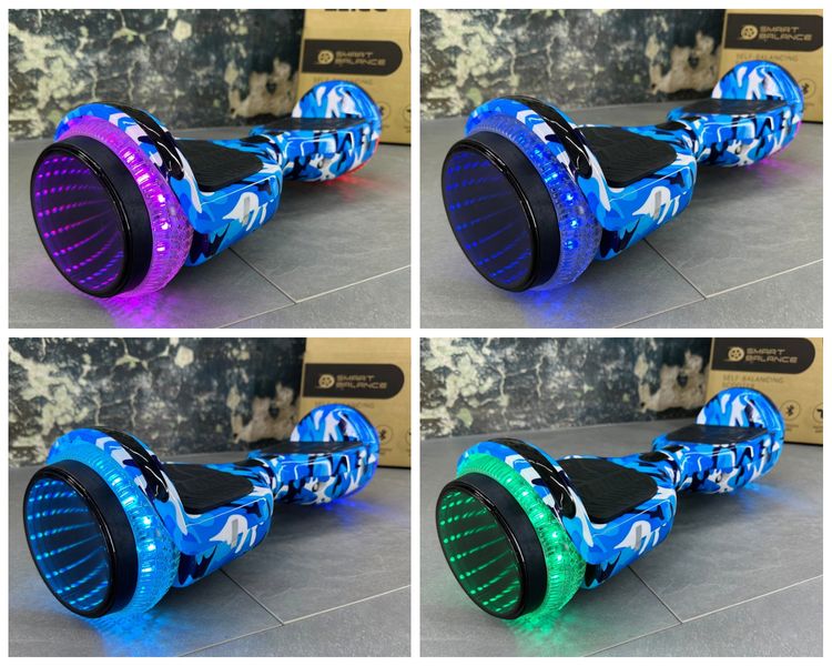Гироборд SMART BALANCE U6 Infinity 2024 Голубой камуфляж с музыкой и LED-подсветкой колес 8007 фото