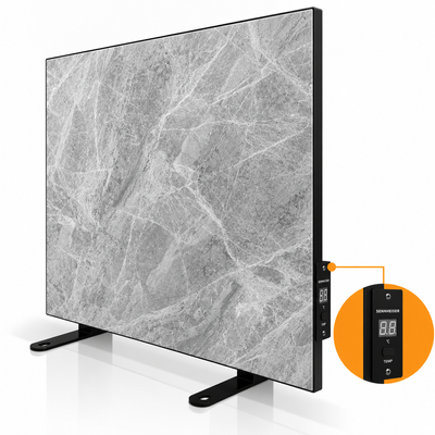 Керамический обогреватель ZENHEISSER Cube HT-650 60х60см с терморегулятором, полированный серый мрамор + ножки 6011 фото