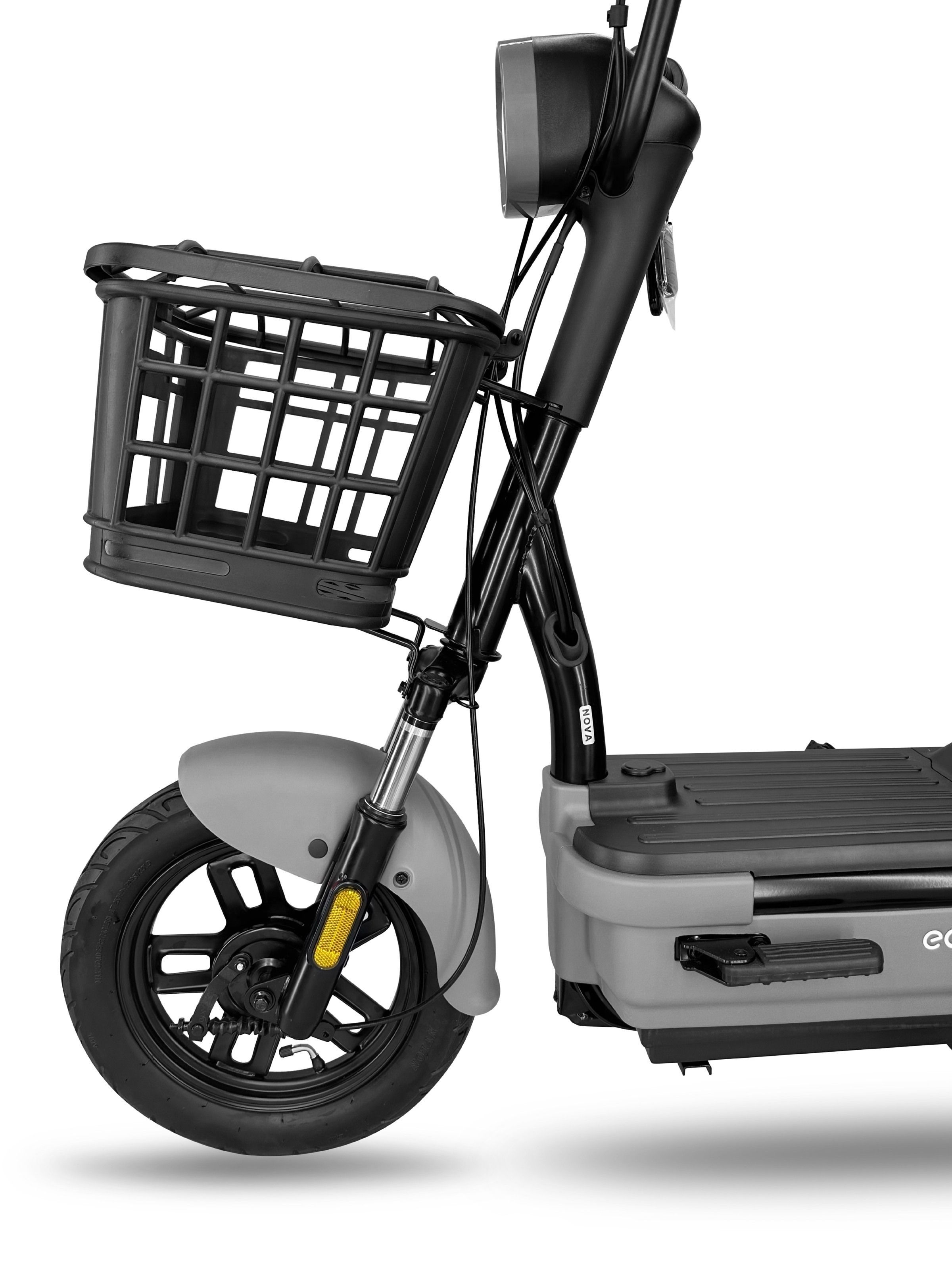 EVOBIKE Nova MINI 500W 48V 12Ah електровелосипед з педалями, 2 сидіннями, поворотниками, дисплеєм і корзиною, сірий 1529272 фото