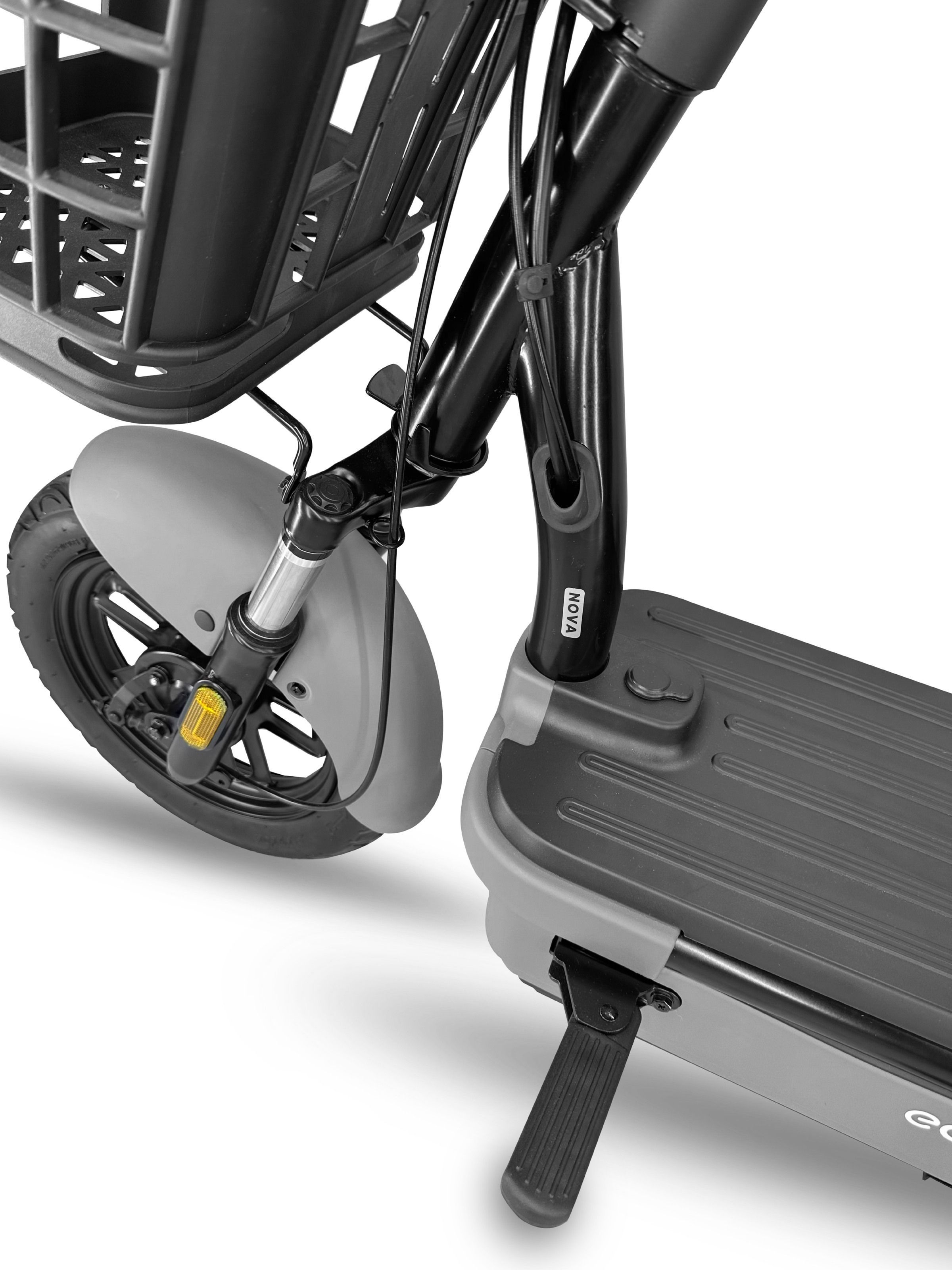 EVOBIKE Nova MINI 500W 48V 12Ah електровелосипед з педалями, 2 сидіннями, поворотниками, дисплеєм і корзиною, сірий 1529272 фото