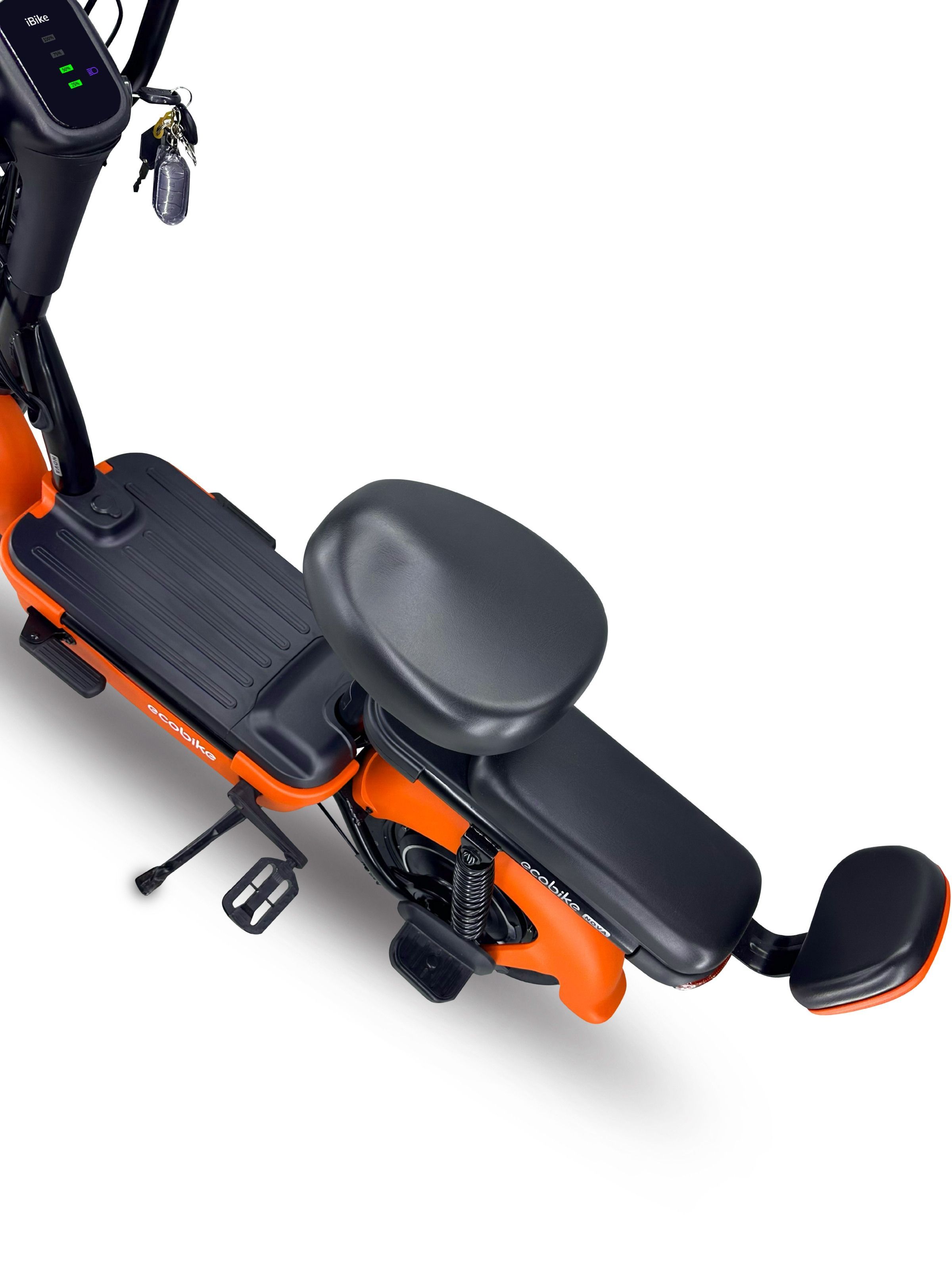 EVOBIKE Nova MINI 500W 48V 12Ah електровелосипед з педалями, 2 сидіннями, поворотниками, дисплеєм і корзиною, оранжевий 15892272 фото