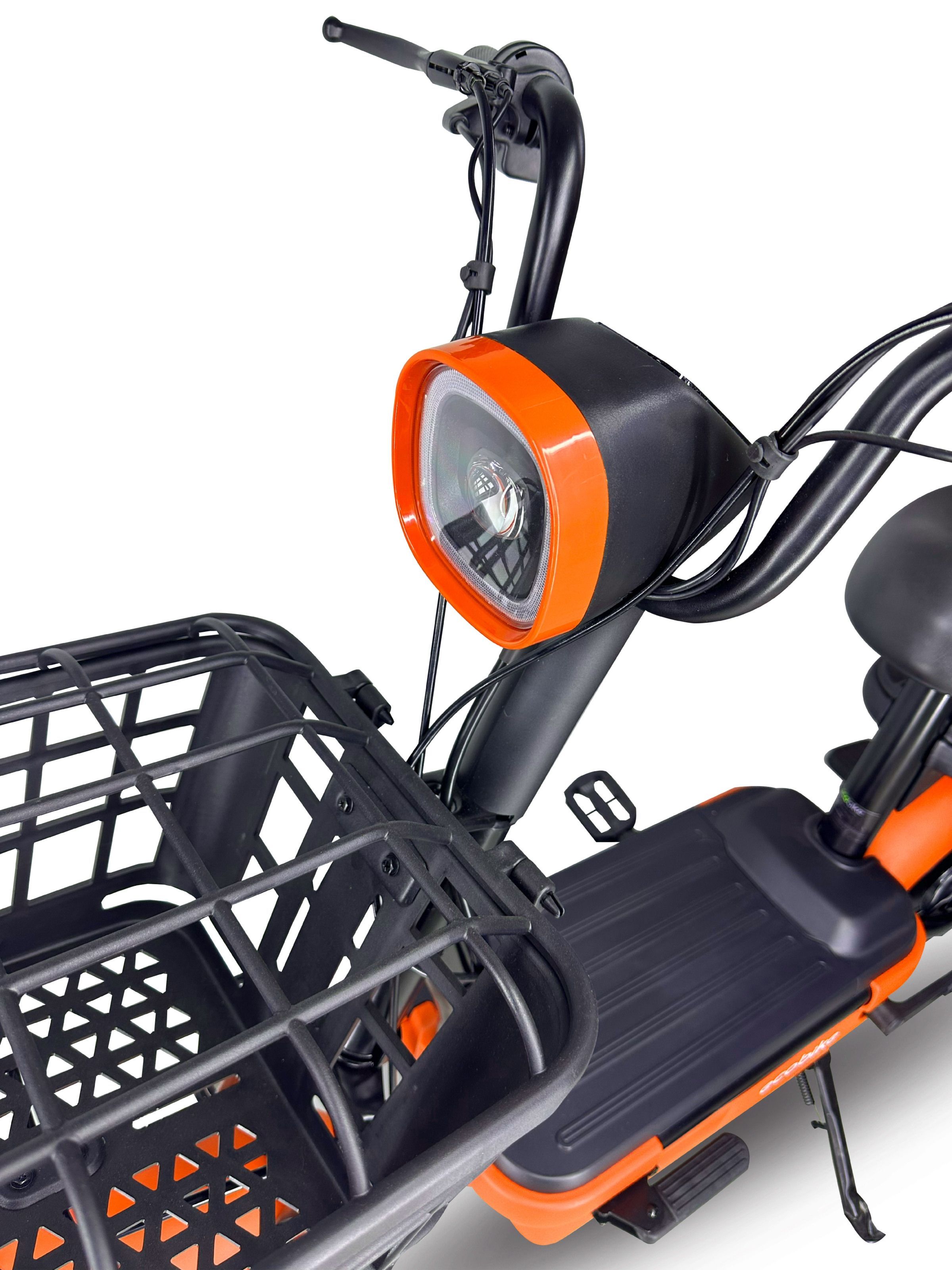 EVOBIKE Nova MINI 500W 48V 12Ah електровелосипед з педалями, 2 сидіннями, поворотниками, дисплеєм і корзиною, оранжевий 15892272 фото