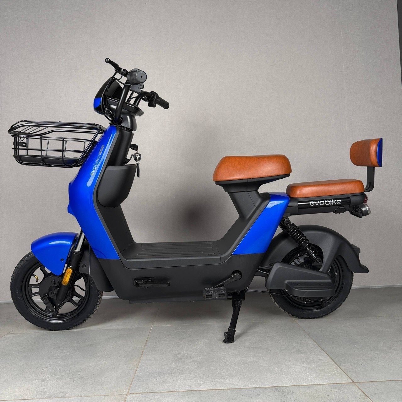 Електровелосипед EVOBIKE YOTA 800W 48V 20Ah Синій 14" Двомісний з подвійною амортизацією, кошиком та сигналізацією 895432 фото