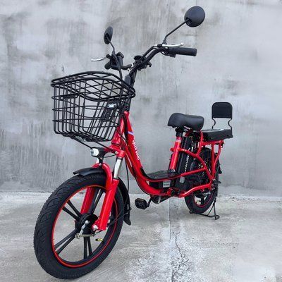 Електровелосипед GREEN GIANT U18 ECO (600 W 48 V 18 Аh) червоний з корзиною з сидінням трансформер(в вантажну платформу) 60011 фото