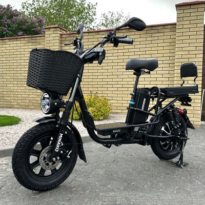 Електровелосипед MINAKO Monster PRO 20Ah 60V 1000W чорний | з розкладним сидінням - вантажним багажником + оновленим великим дисплеєм 2024 року і подвійними посиленими амортизаторами 10005627 фото