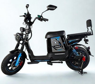 Електровелосипед Minako Titan 2.0 1500W 60V 35Ah LiFePO4, до 60 км/год &mdash; Off-Road 16&times;3", повна амортизація, гідравлічні гальма, 3 фари, PAS, з розкладним сидінням- багажник 603515 фото