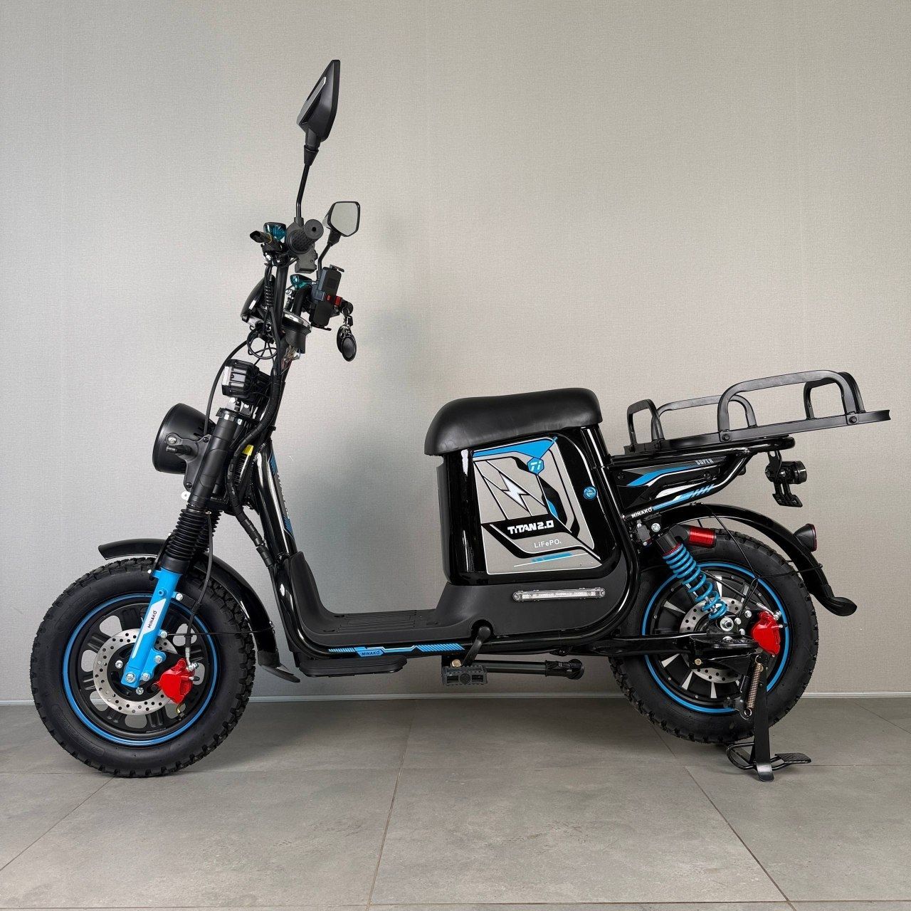 Електровелосипед Minako Titan 2.0 1500W 60V 35Ah LiFePO4, до 60 км/год &mdash; Off-Road 16&times;3", повна амортизація, гідравлічні гальма, 3 фари, PAS, з вантажним багажник 603500 фото