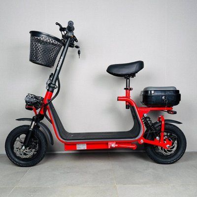 Електросамокат EVOBIKE Zen U12 MAX  червоний | 800W 48V 15Ah електросамокат з трьома фарами, корзинкою та кофером (модель 2026) 097854 фото