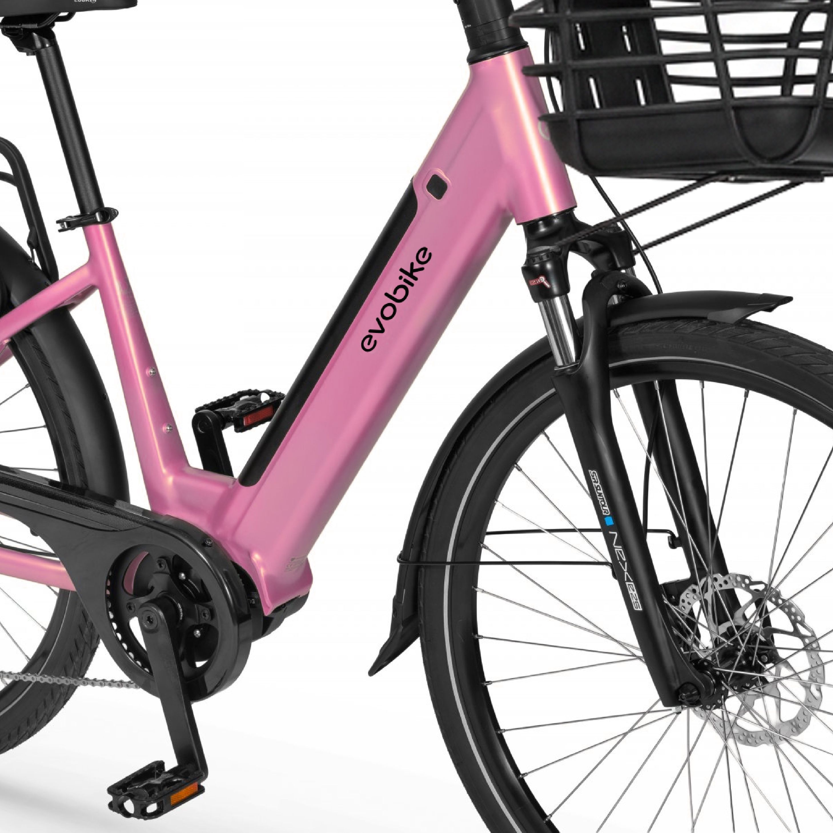 EVOBIKE Vivo N1 600W 48V 13Ah | стильный легкий электровелосипед для города, с колесами 26 дюймов, с корзиной на руле и LED-дисплеем, нежно розового цвета 1578-002 фото