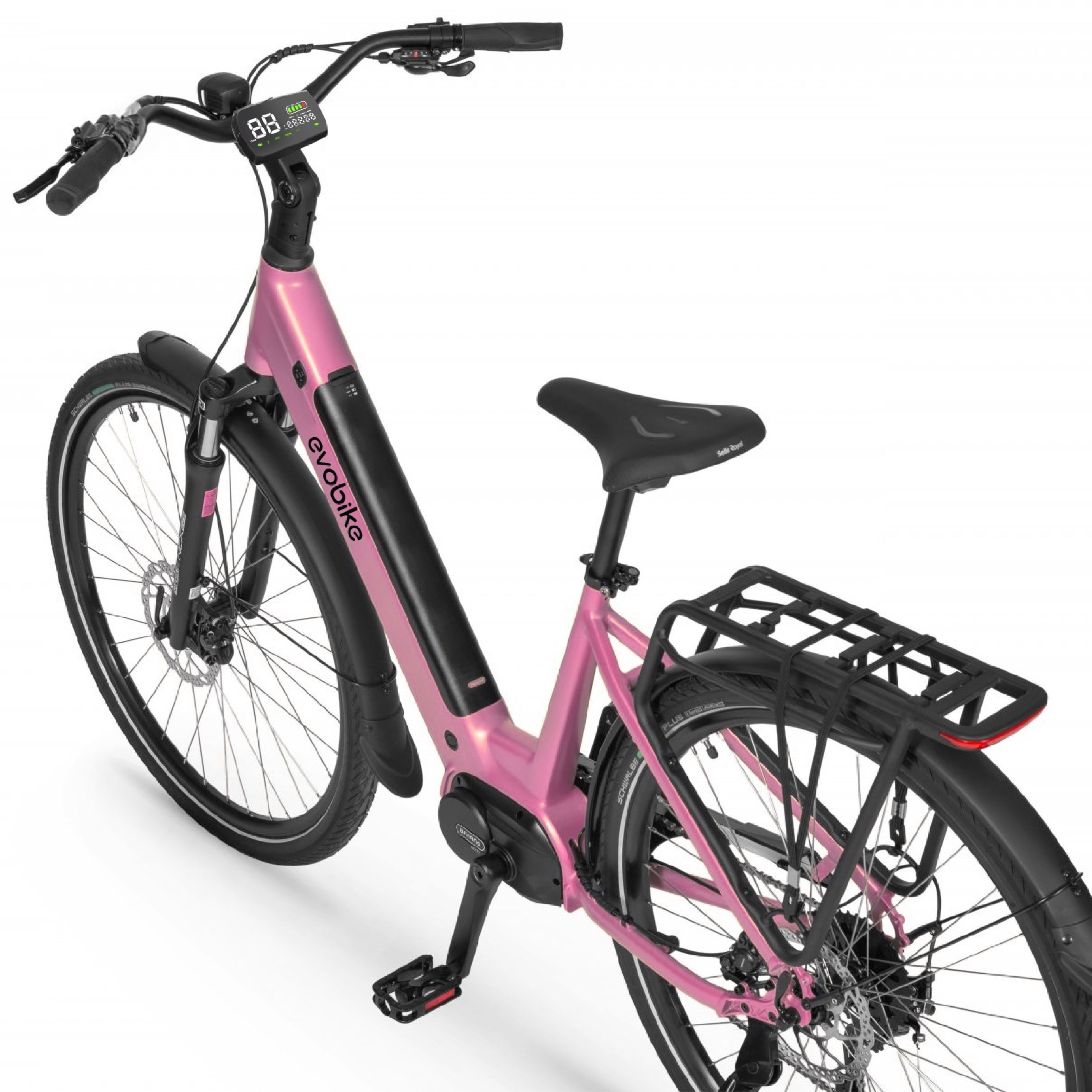 EVOBIKE Vivo N1 600W 48V 13Ah | стильный легкий электровелосипед для города, с колесами 26 дюймов, с корзиной на руле и LED-дисплеем, нежно розового цвета 1578-002 фото