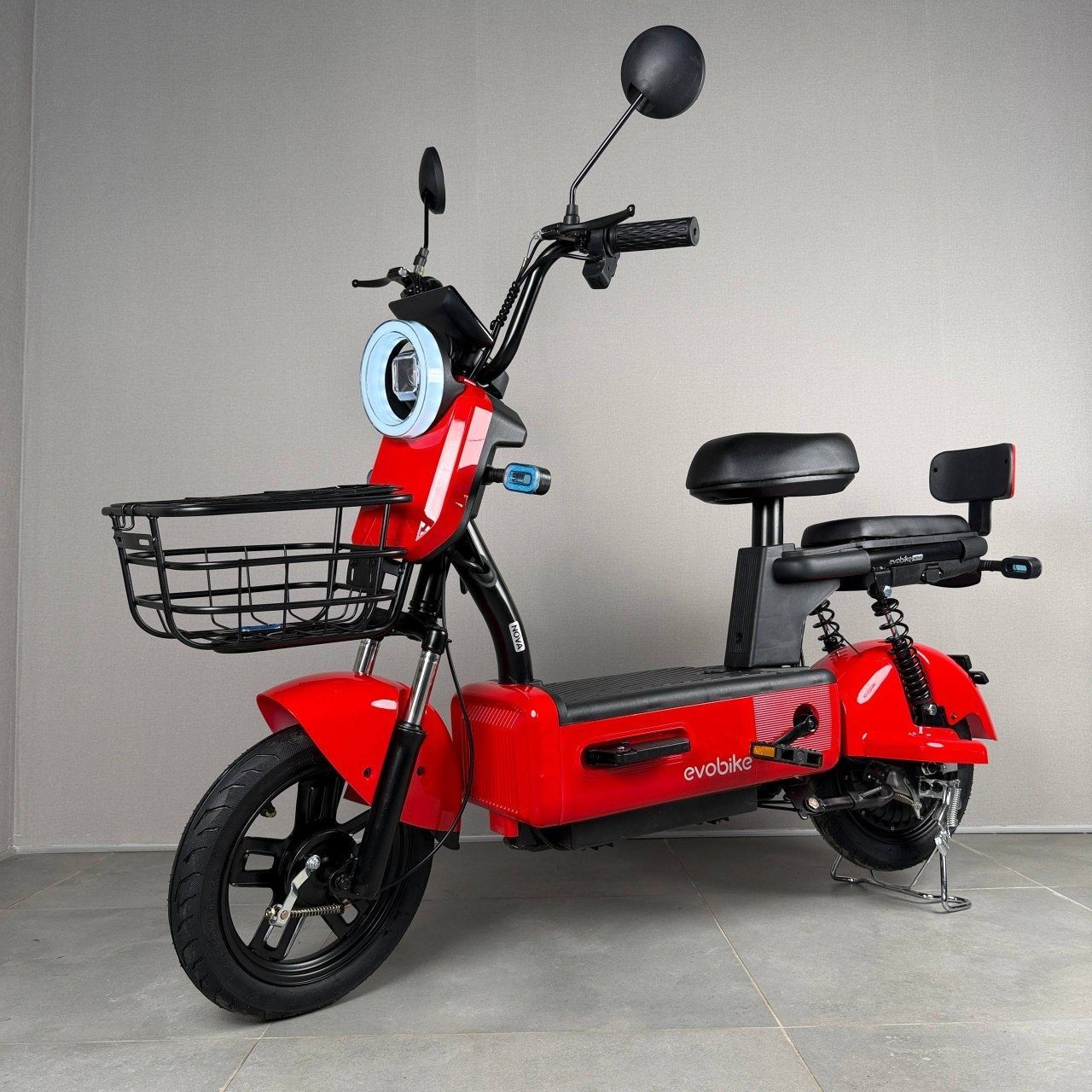EVOBIKE Nova S 500W 48V 12Ah удобный электровелосипед с 2 сиденьями, корзиной и поворотниками, простой и надежный для города и села, красного цвета 19261409 фото