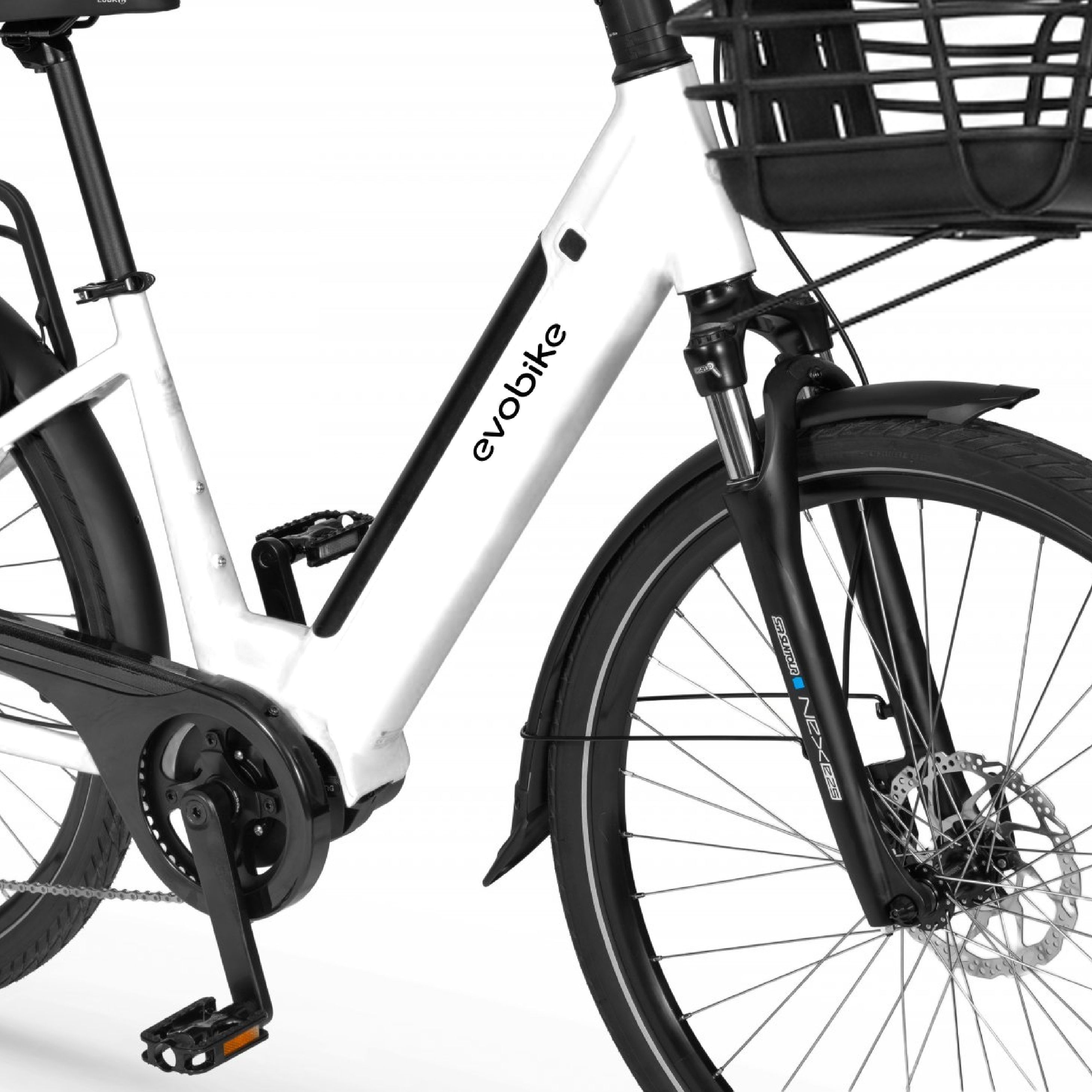 EVOBIKE Vivo N1 600W | 48V 13Ah | стильний легкий електровелосипед для міста, з колесами 26 дюймів, з корзиною на рулі і LED - дисплеєм, білого кольору 1578-003 фото