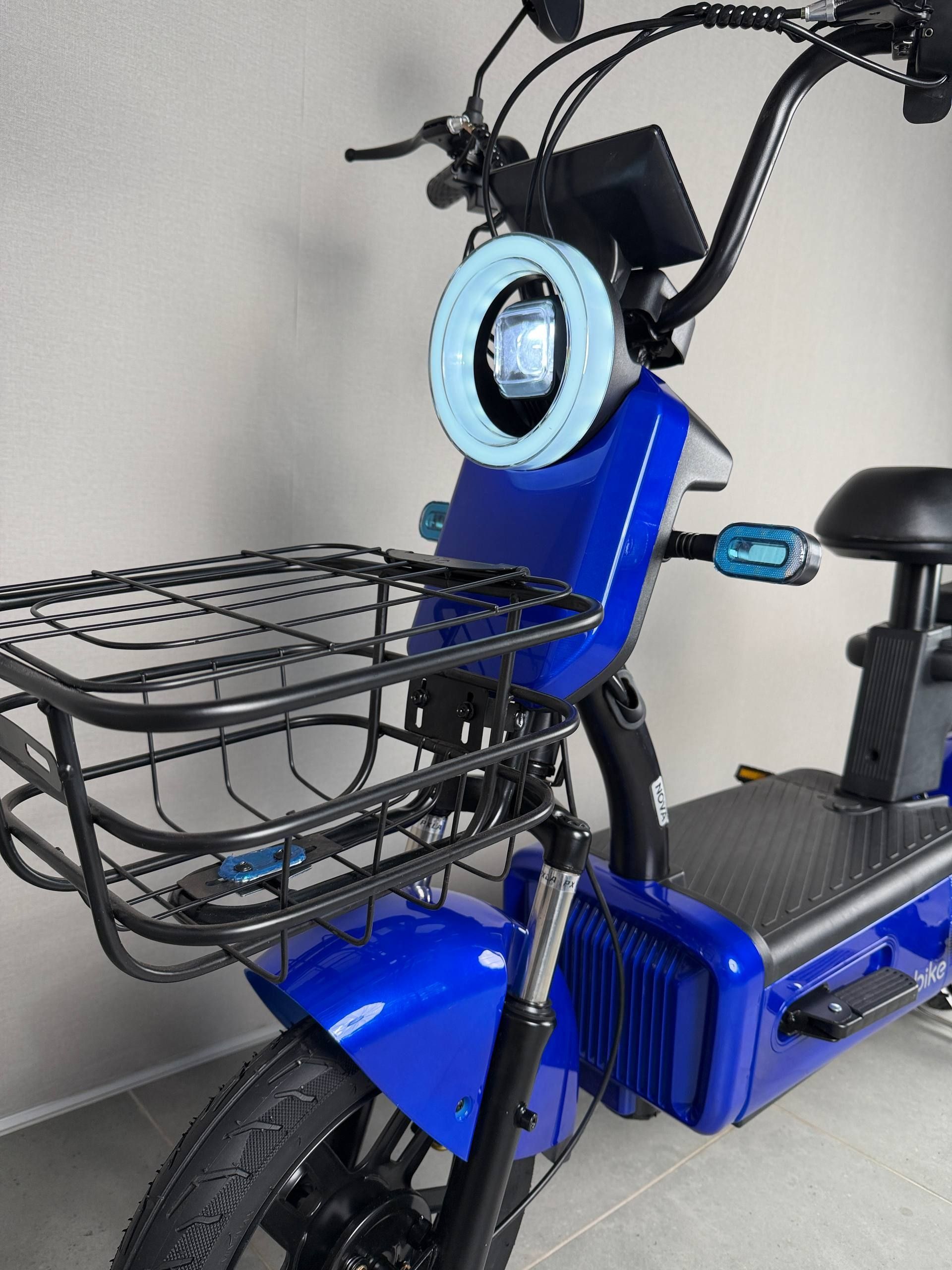 EVOBIKE Nova S 500W 48V 12Ah удобный электровелосипед с 2 сиденьями, корзиной и поворотниками, простой и надежный для города и села, синего цвета 19261706 фото