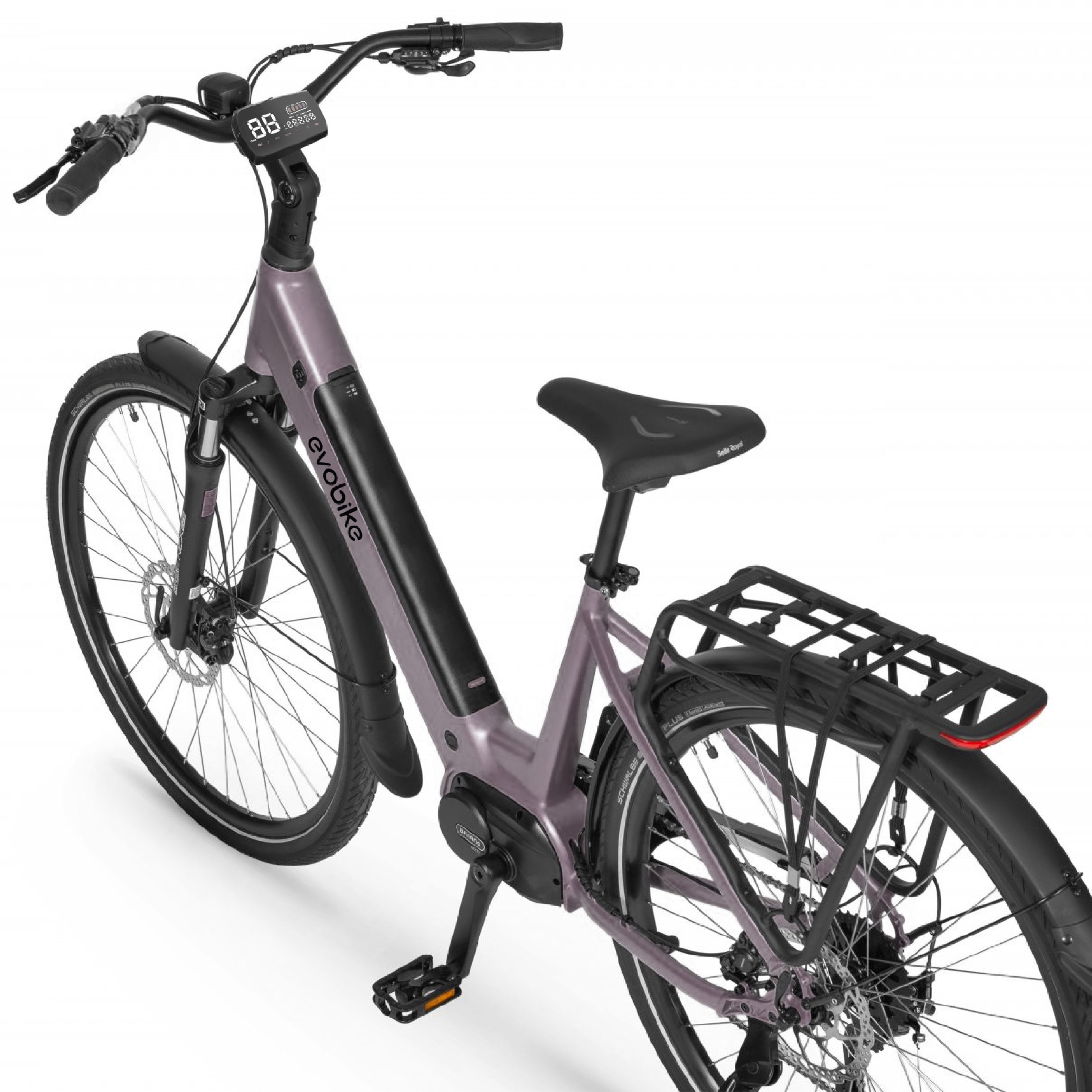 EVOBIKE Vivo N1 600W 48V 13Ah &mdash; сучасний міський електровелосипед 26&rdquo; з літій-іонним акумулятором, LED-дисплеєм, корзиною, PAS-assist і Shimano 7 швидкостей, легкий e-bike для міста, графітового (сірого) кольору 162837 фото
