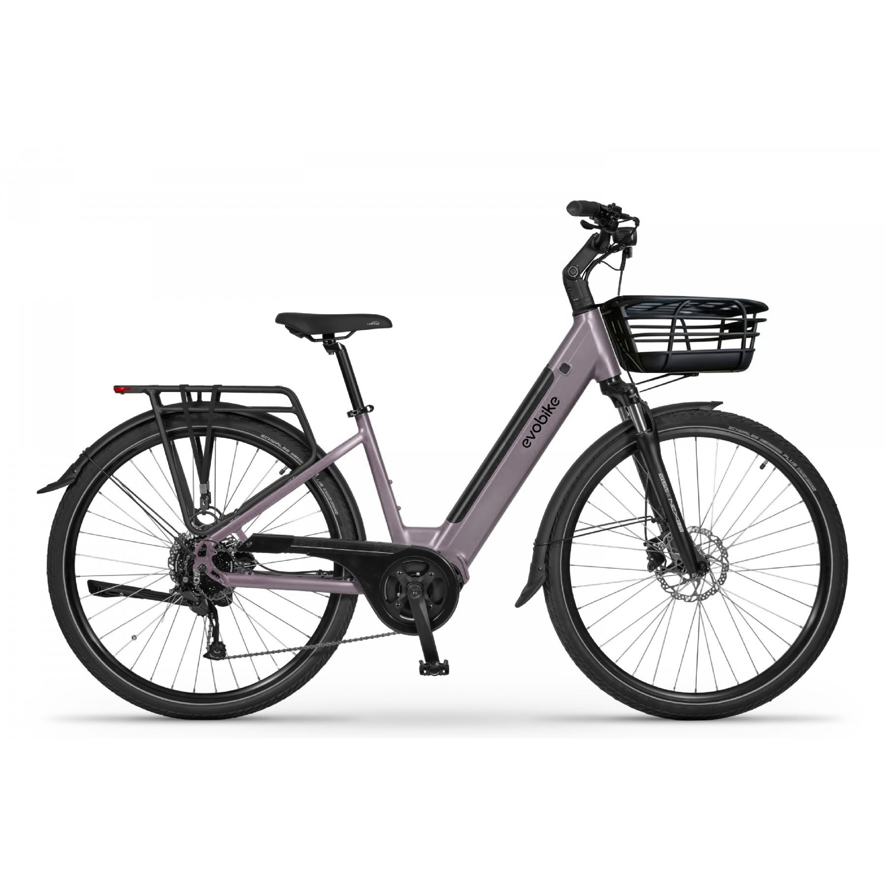 EVOBIKE Vivo N1 600W 48V 13Ah &mdash; сучасний міський електровелосипед 26&rdquo; з літій-іонним акумулятором, LED-дисплеєм, корзиною, PAS-assist і Shimano 7 швидкостей, легкий e-bike для міста, графітового (сірого) кольору 162837 фото