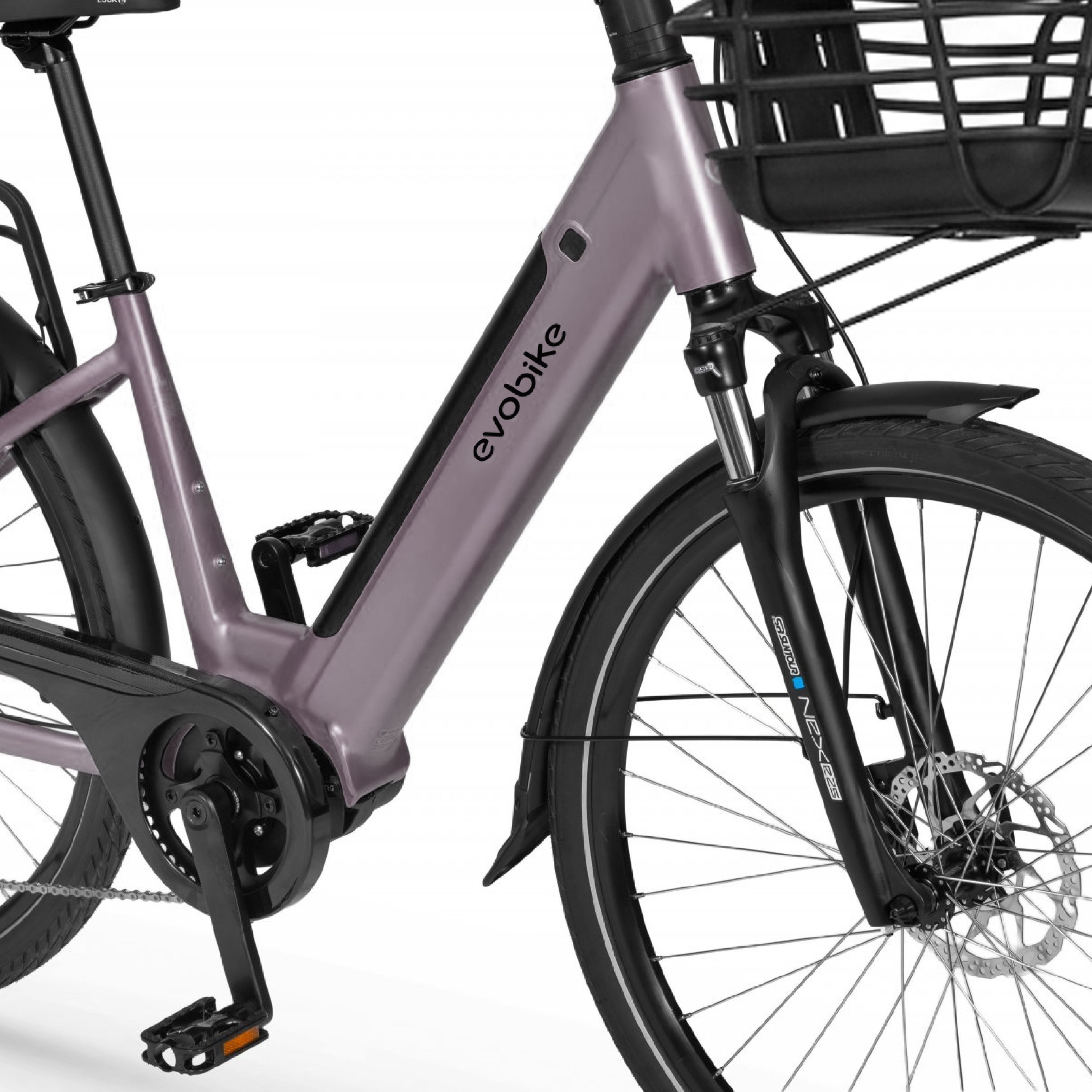 EVOBIKE Vivo N1 600W 48V 13Ah &mdash; сучасний міський електровелосипед 26&rdquo; з літій-іонним акумулятором, LED-дисплеєм, корзиною, PAS-assist і Shimano 7 швидкостей, легкий e-bike для міста, графітового (сірого) кольору 162837 фото
