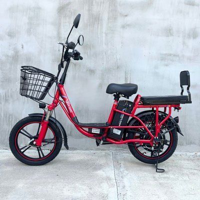 Електровелосипед GREEN GIANT U18 ECO (600 W 48 V 26 Аh) червоний з корзиною з сидінням трансформер(в вантажну платформу) 34267 фото