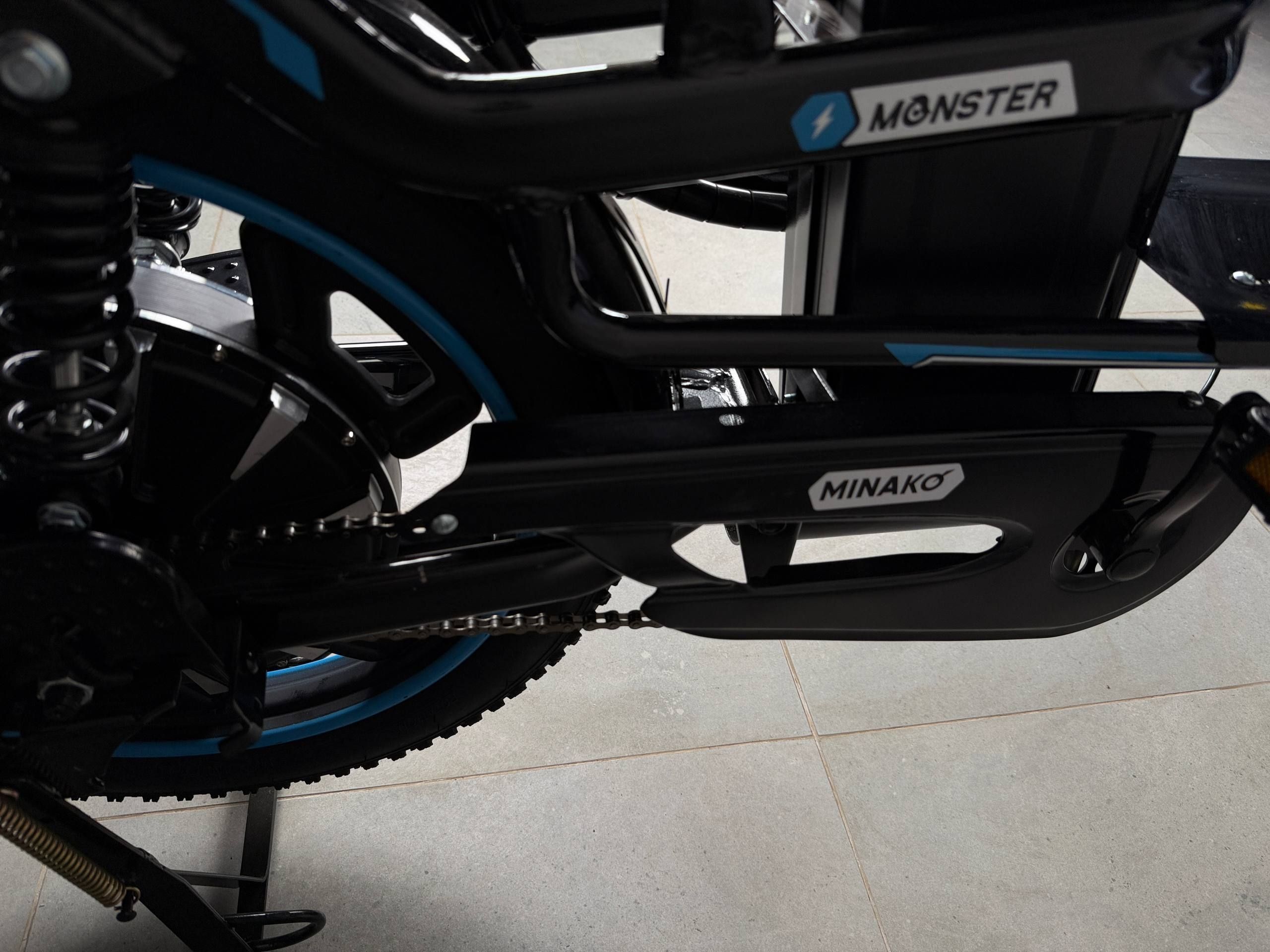 |NEW 2026 !|Електровелосипед MINAKO Monster MAX 20 дюймів (60V, 30Ah, 1500W) синій з розкладним сидінням - багажником ( 2026) 679432 фото