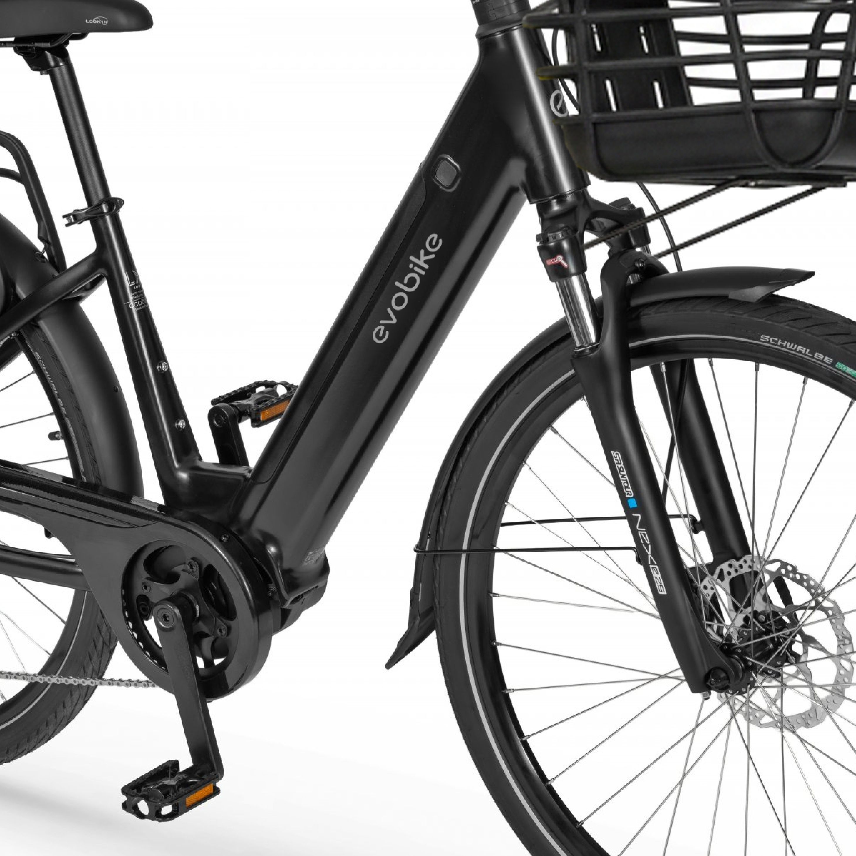 EVOBIKE Vivo N1 600W 48V 13Ah &mdash; сучасний міський електровелосипед 26&rdquo; з літій-іонним акумулятором, LED-дисплеєм, корзиною, PAS-assist і Shimano 7 швидкостей, легкий e-bike для міста, чорного кольору 162838 фото